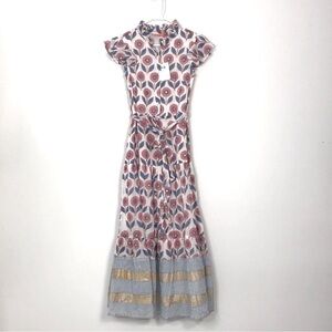 Oliphant Pink and Blue Floral Maxi Dress